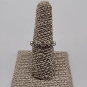 Size 8 Sterling Silver Rose Quartz And Infinity Symbols Ring A1788
